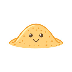 A cheerful illustration of a pancake character with smiling face 