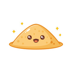 A cheerful pile of sand with a cute face and shimmering sparkles. The sand is a warm, inviting beige color, suggesting a playful, beachy vibe