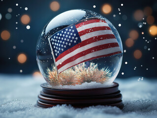A Collectible Snow Globe with an American Flag Theme