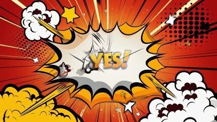 YES! Comic Book Style Explosion with Stars and Radial Background