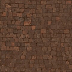 Rough Textured Brick Pavement Cobblestone Close-up Patterned Urban Background