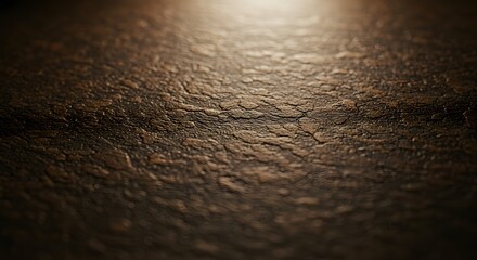 Close-up Macro Texture of Aged, Cracked Leather Surface with Dramatic Spotlight Illumination