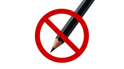 Forbidden drawing with a pencil, concept for creative block or censorship, creativity restriction, no art allowed, artistic expression ban, writing is prohibited