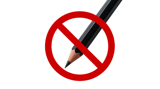 Forbidden drawing with a pencil, concept for creative block or censorship, creativity restriction, no art allowed, artistic expression ban, writing is prohibited