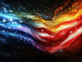 A Stunning Digital Artwork of the American Flag in Motion
