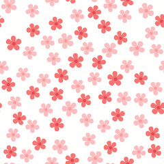 Pink Floral Scatter Seamless Pattern
