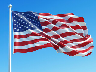 The American Flag Soaring Proudly Under a Cloudless Blue Sky