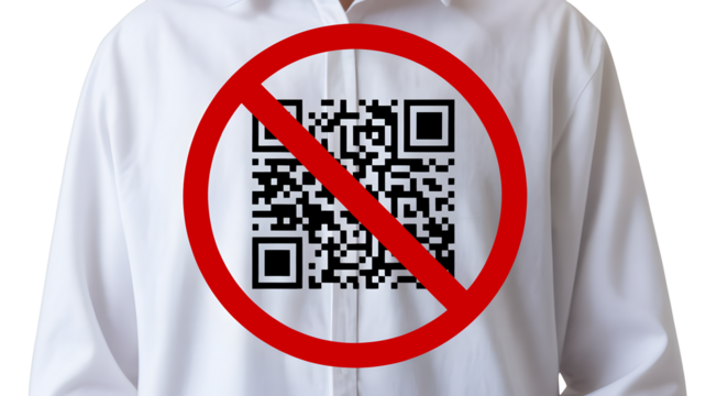 Stop QR code scams with this clear symbol of caution, highlighting security concerns and data privacy, perfect for raising awareness and promoting vigilance