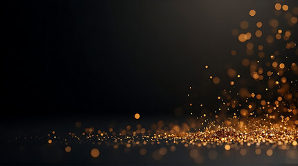 Elegant black and gold bokeh background with sparkling light effects perfect for graphic design