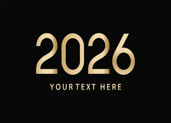 Golden 2026 New Year Invitation Template on Black Background Elegant Design and Customizable Text Perfect for Events and Celebrations