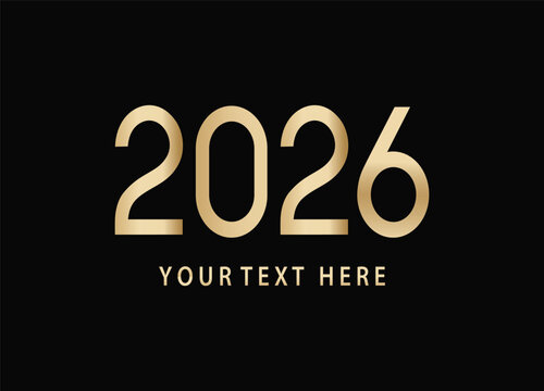 Golden 2026 New Year Invitation Template on Black Background Elegant Design and Customizable Text Perfect for Events and Celebrations