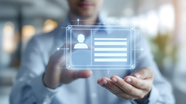 Virtual id card concept identity verification digital security access control system technology solution