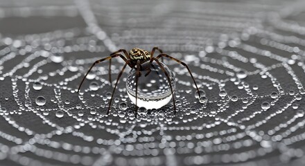 Spider on dew covered web close up macro photograph arachnid nature wildlife photography detailed insect shot