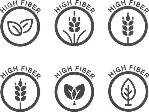 High fiber icon set healthy eating food nutrition organic natural product ingredient labels vector