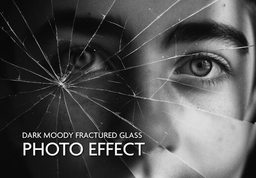 Black And Gray Fractured Glass Photo Effect Mokcup