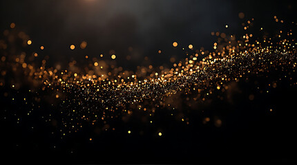 Elegant dark background featuring a swirling pattern of golden glittering particles