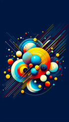 Obraz premium Abstract Circles and Lines, Geometric Pattern, Bright Digital Art 