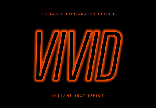 Orange Fluorescent Text Effect Glow Bold Outline Font