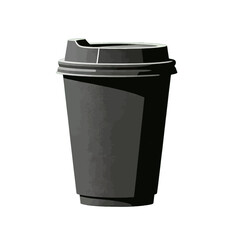 Black disposable coffee cup with lid