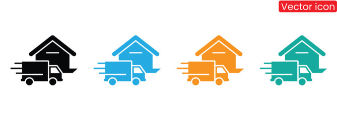 Colorful moving truck delivering goods to new home quickly,Fast shipping delivery truck icon set. Delivery truck icon. fast delivery icon
