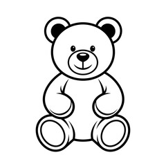 Obraz premium Single Vector simple, black and white illustration of a teddy bear, illustration, brown, animals, drawing, gift, soft, valentine, sitting, child