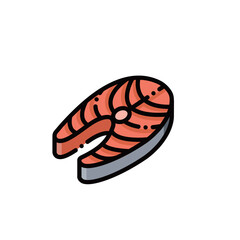 A fresh salmon slice with vibrant orange texture. Perfect for healthy food or seafood designs. Editable & scalable.