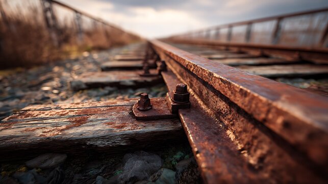 Appearance of rusty train tracks