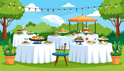 Outdoor Party Feast - A Delightful Gathering.