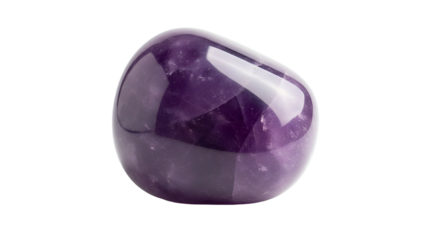 Smooth polished purple mineral specimen rests against a solid dark background