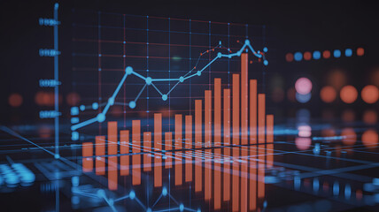 Dynamic financial growth chart showing upward trends for business success and investment strategies, modern data visualization for stock market analysis