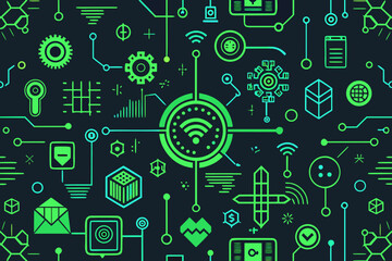 Abstract Technology Network With Wifi And Data Flow connection digital