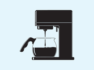 Flat Design Coffee Maker Icon with Dripping Coffee Detail
