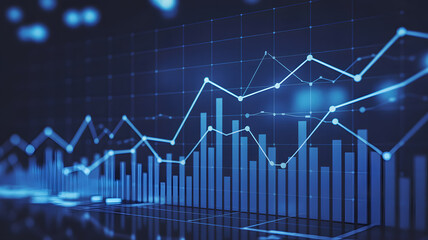 Stunning financial growth chart showing upward trends, perfect for presentations, reports and business analysis with a modern and professional aesthetic