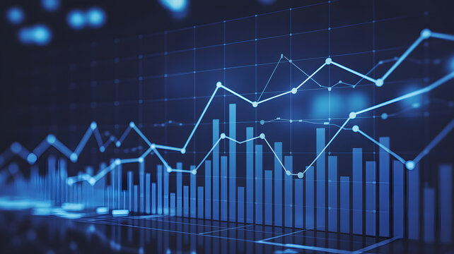 Stunning financial growth chart showing upward trends, perfect for presentations, reports and business analysis with a modern and professional aesthetic