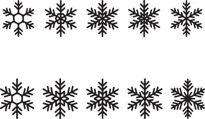 Set of black Snowflakes icons. Black snowflake. Snowflakes template. Snowflake winter. Snowflakes icons. Snowflake vector icon