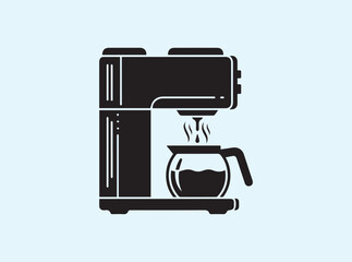 Solid Black Coffee Maker Silhouette Dripping Fresh Hot Coffee

