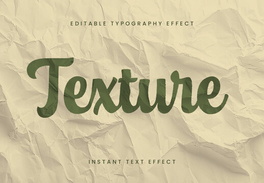 Green Wrinkled Vintage Paper Text Effect Script Crumpled Font