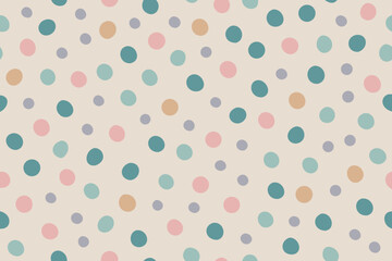 Pastel Polka Dot Pattern on Light Beige Background dots circles
