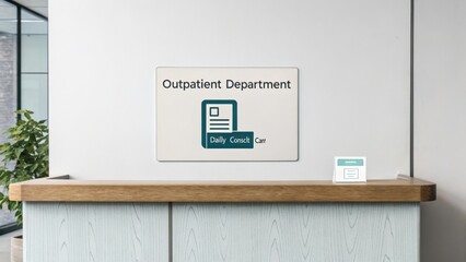 Outpatient Department Sign Displayed on Clinic Counter