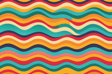 Retro wavy stripes background with warm color palette and subtle shadows abstract