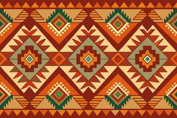 Seamless Native American inspired geometric pattern with diamond and triangle motifs in warm earthy tones Keywords: native american, pattern
