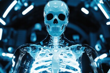 Human skeleton hologram digital illustration