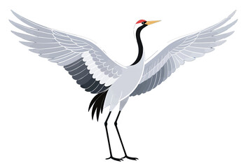 Obraz premium Graceful Crane With Wings Spread in Flight