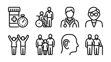 Fototapeta premium Healthcare and people icons for medical services and assistance