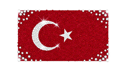 National banner design embellished with sparkling gemstones and precious stones against a dark background