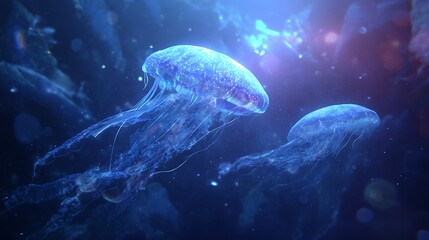 underwater views with various kinds of marine animals