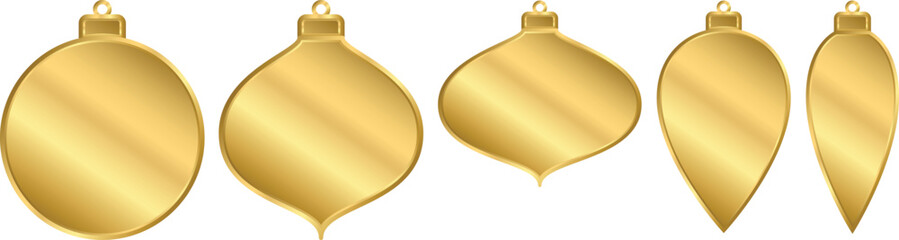 Set of Vector Shiny Golden Christmas Ornament Signage Mockup Illustration. 