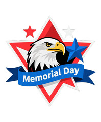 Patriotic Eagle with Star and Memorial Day Banner