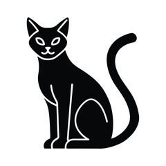 Black Cat Outlined Icon Vector Illustration