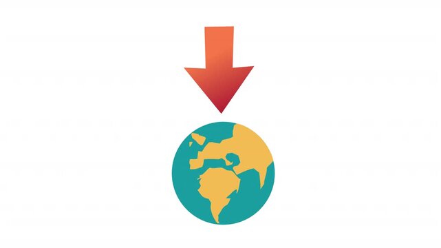 Global navigation point. Animation of localization on planet Earth, alpha channel. Cartoon